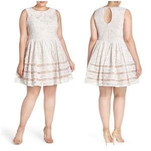 Eliza J ✨ White Lace Fit & Flare Party Dress Plus Size 22W